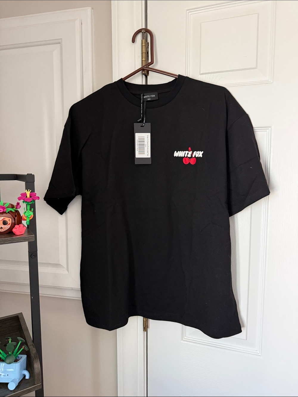 White Fox Black Graphic Tee with Cherry Logo